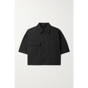 Ganni Striped Organic Yellow Cotton-Seersucker Midi Shirt Dress Size S